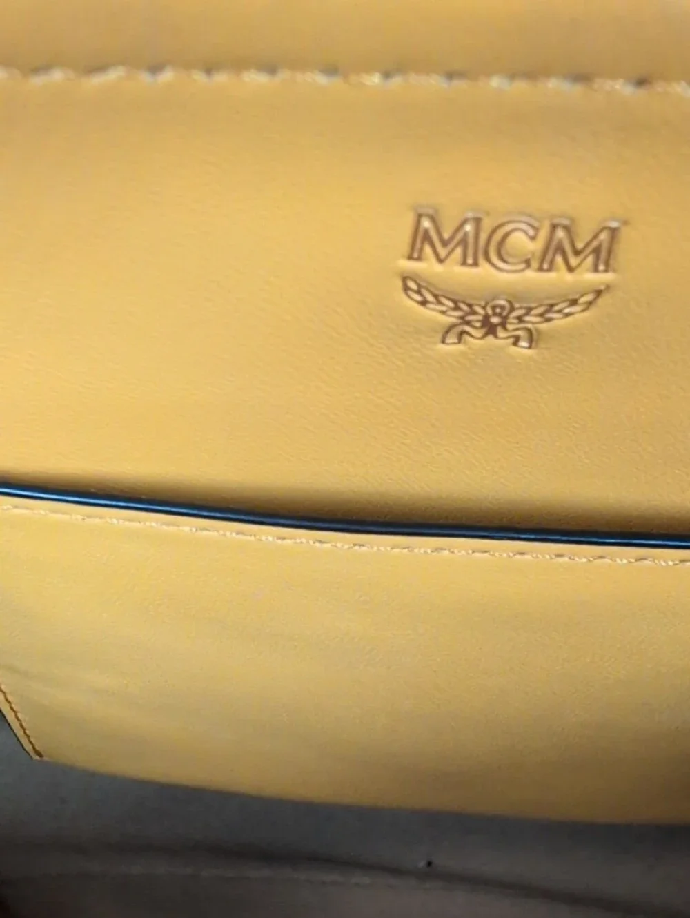 MCM Claudia Yellow Monogram Studded Backpack - Picture 10 of 13
